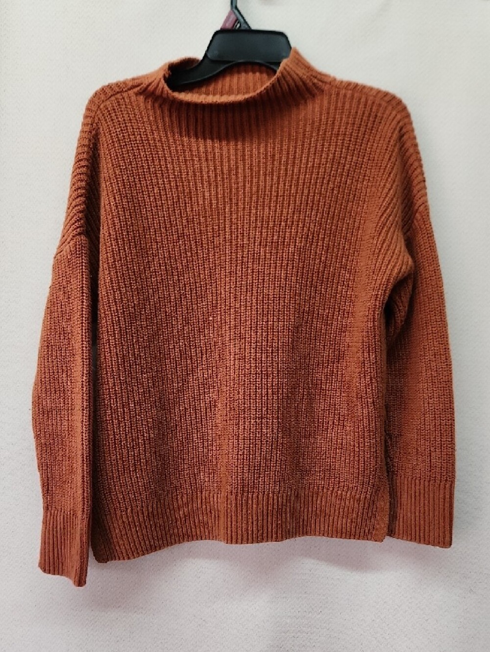 Max Studio Burnt Orange Ribbed Mock Neck Sweater - Picture 2 of 3